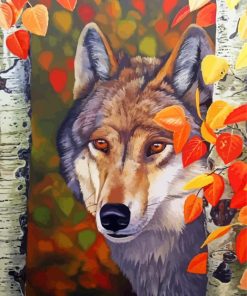 Wolf Among Birches Paint By Numbers