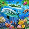 Turtle And Dolphins Underwater Paint By Numbers