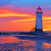 Wales Talacre Lighthouse Sunset Scene Paint By Numbers
