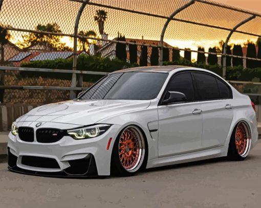 White BMW M3 F80 Car Paint By Numbers