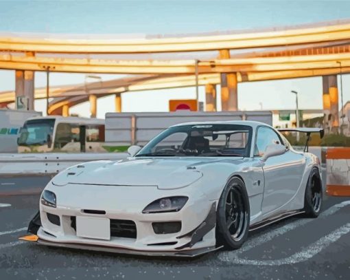 White Mazda Rx7 Paint By Numbers