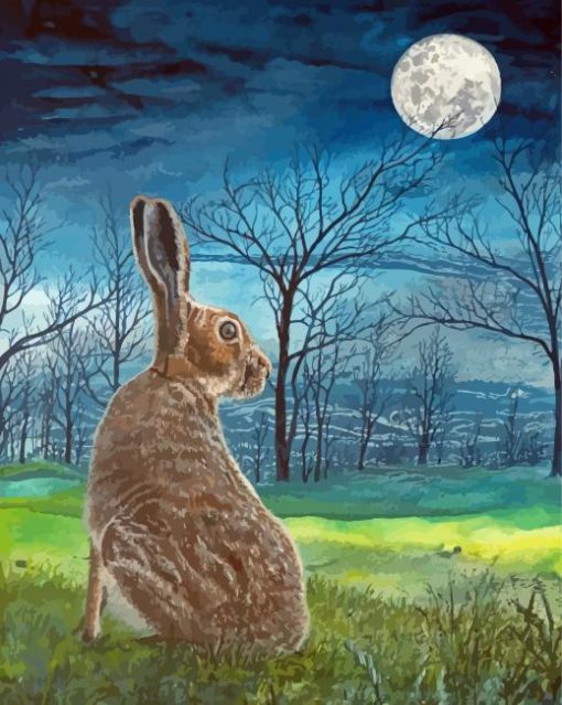 Aesthetic Moon Hare Paint By Numbers