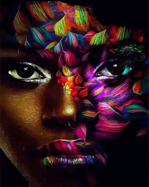 Aesthetic Black Lady With Colors Paint By Numbers