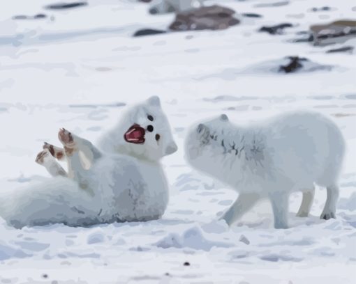 Animals In Snow Paint By Numbers