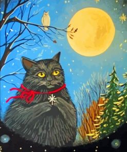 Black Xmas Cat Paint By Numbers