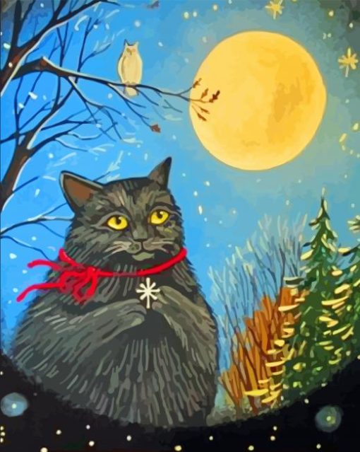 Black Xmas Cat Paint By Numbers