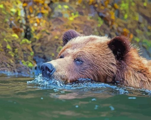 Bear In Water Paint By Numbers