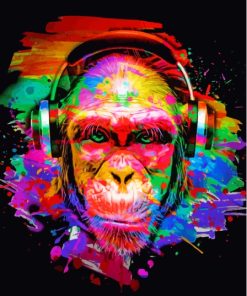 Colorful Chimp Headphones Paint By Numbers