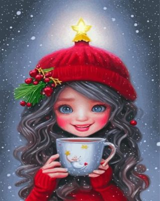 Cute Christmas Girl Paint By Numbers