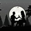 Couple Fall In Love Silhouette Paint By Numbers