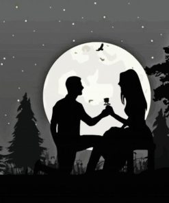 Couple Fall In Love Silhouette Paint By Numbers