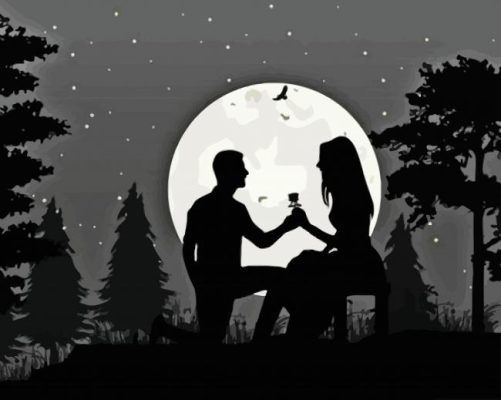 Couple Fall In Love Silhouette Paint By Numbers