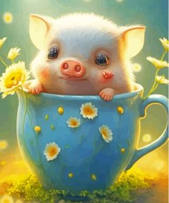 Cute Pig In A Mug Paint By Numbers