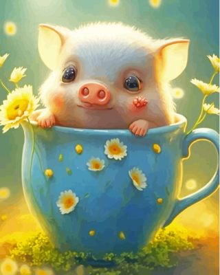 Cute Pig In A Mug Paint By Numbers