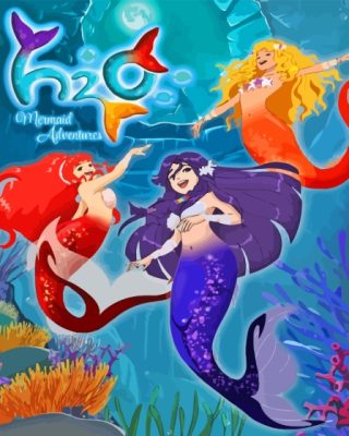 Disney H2o Mermaids Poster Paint By Numbers