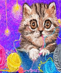 Kitten With Yarn Balls Paint By Numbers