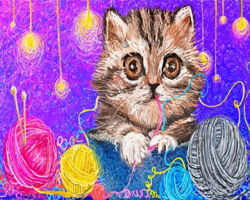 Kitten With Yarn Balls Paint By Numbers