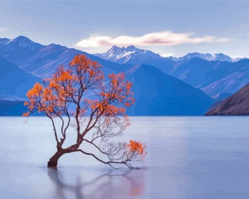 Lake Wanaka Tree New Zealand Paint By Numbers