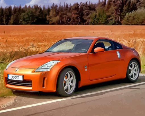 Orange Nissan 350z Paint By Numbers