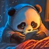 Panda Checking His Tablet Paint By Numbers