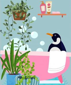 Penguin In Bath Paint By Numbers