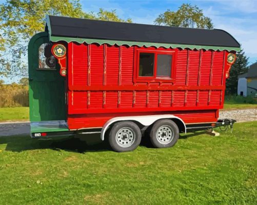 Red Gypsy Wagon Paint By Numbers