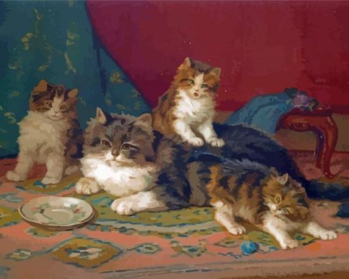 Vintage Cats And Persian Rug Paint By Numbers