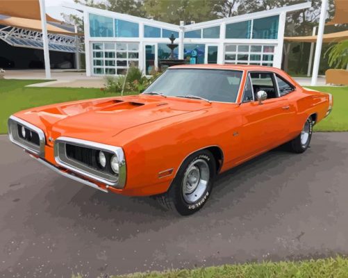 1970 Super Bee In Orange Paint By Numbers