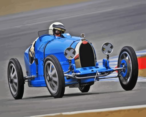 Aesthetic Blue Bugatti Type 35 Paint By Numbers