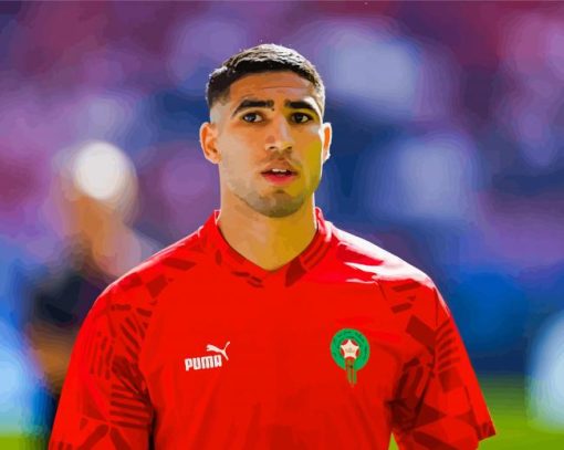 Ashraf Hakimi Moroccan Football Player Paint By Numbers