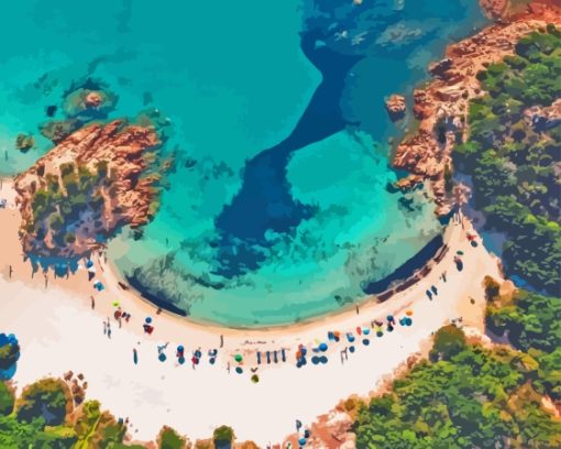 Beach Sardinia Overhead View Paint By Numbers