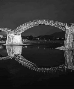 Black And White Kintaikyo Bridge Japan Paint By Numbers