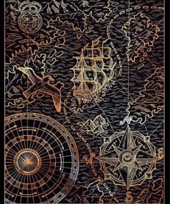Black Gold Pirate Map Paint By Numbers