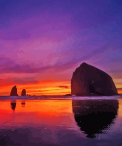 Cannon Beach Sunset Oregon Paint By Numbers