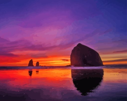 Cannon Beach Sunset Oregon Paint By Numbers