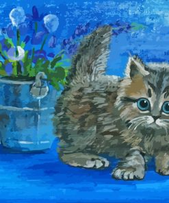 Cat And Flower Vase Paint By Numbers