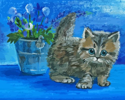 Cat And Flower Vase Paint By Numbers