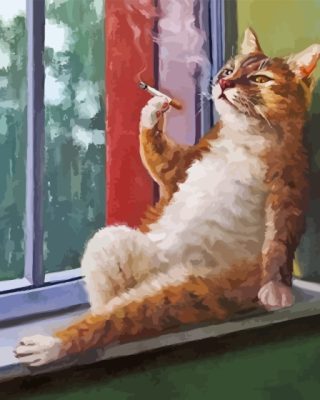 Cat Smoking Paint By Numbers