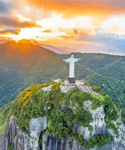 Christ The Redeemer Brazil At Sunset Paint By Numbers