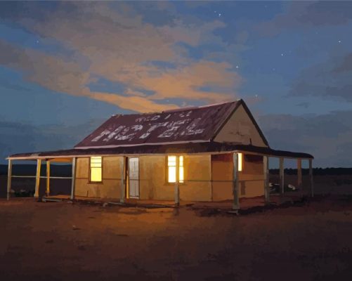 Home In Outback Australia At Night Paint By Numbers