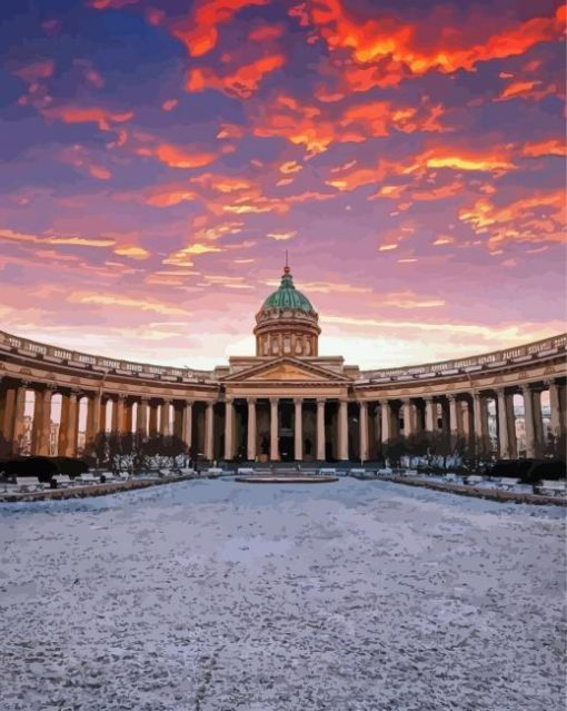 Kazan Cathedral Sunset Scene Paint By Numbers