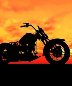 Motorcycle Sunset Silhouette Paint By Numbers