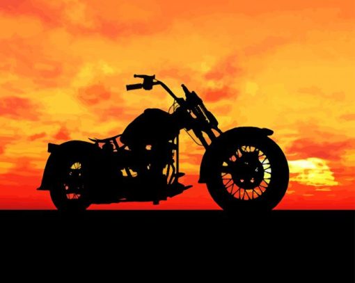 Motorcycle Sunset Silhouette Paint By Numbers