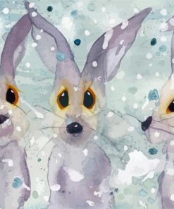 Rabbits In Snow Paint By Numbers
