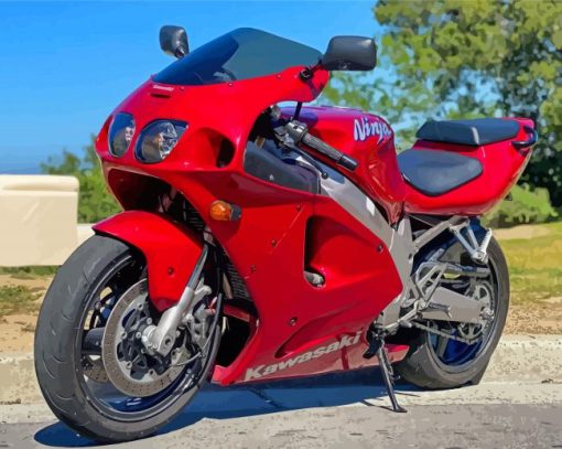 Red Kawasaki Ninja ZX 7R Paint By Numbers