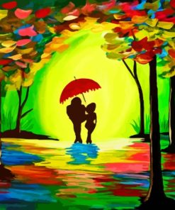 Romantic Walk In The Rain Paint By Numbers