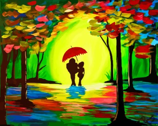 Romantic Walk In The Rain Paint By Numbers