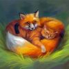 Sleepy Cat And Fox Paint By Numbers