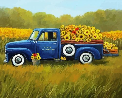 Sunflower In Truck Paint By Numbers