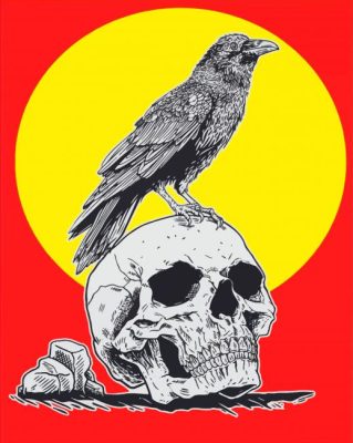 Vintage Crow And Skull Paint By Numbers